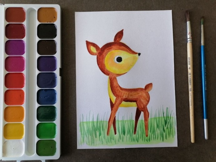 Олененок и цветы Олененок и цветы