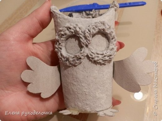 Сова из картонных втулок