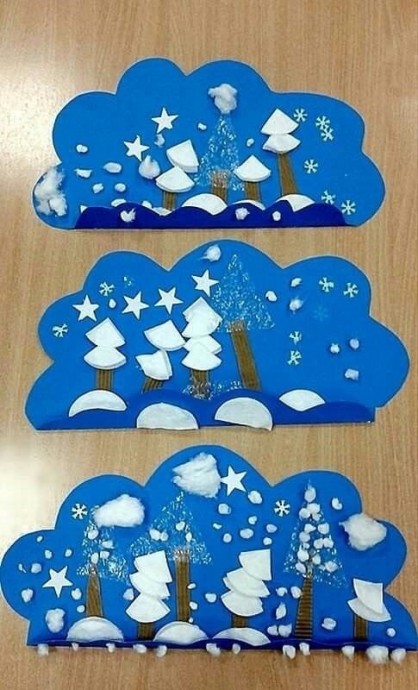 Зимние аппликации с ватой Зимние аппликации с ватой