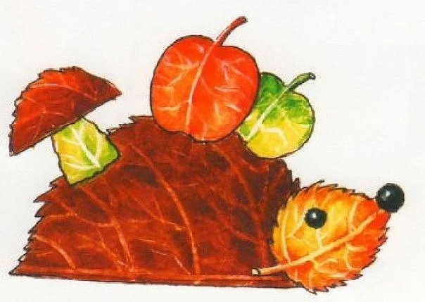 Аппликации из листиков Аппликации из листиков