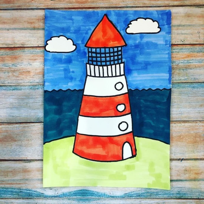 Рисуем маяк у моря