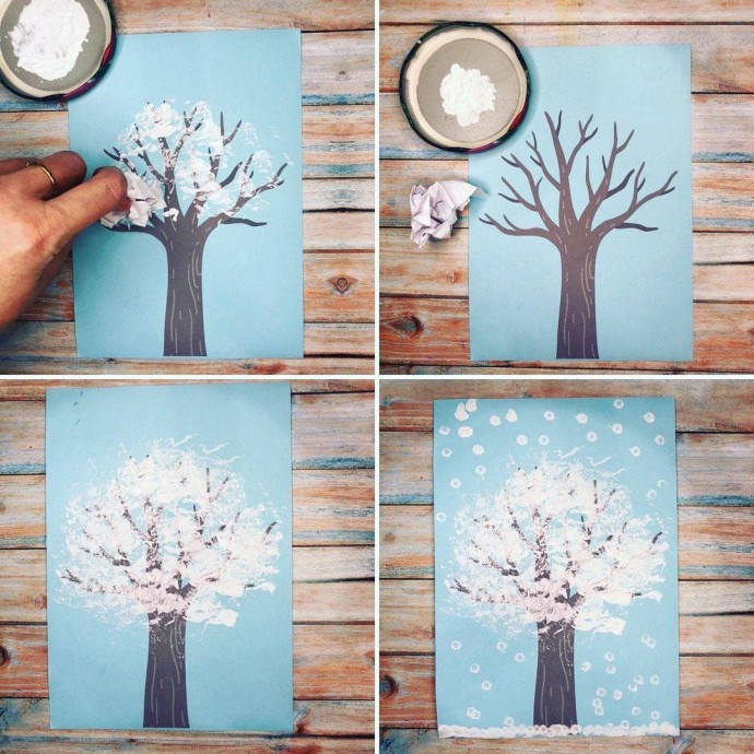 Рисуем с детьми зимние деревья