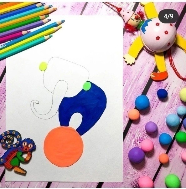 Рисуем слоненка пластилином Рисуем слоненка пластилином