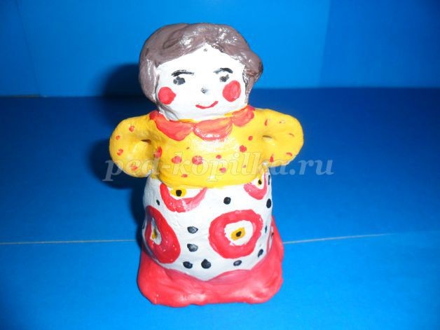 Поделка из солёного теста: Дымковская барышня