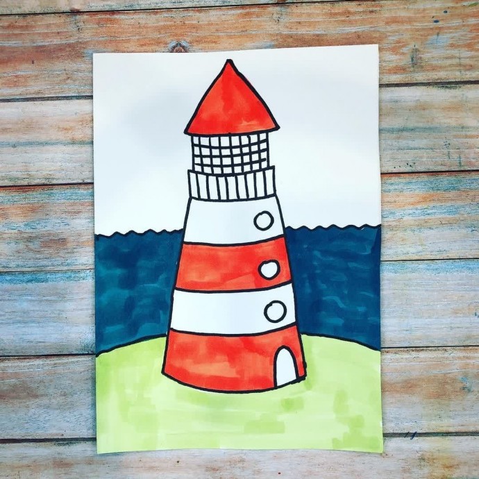 Рисуем маяк у моря
