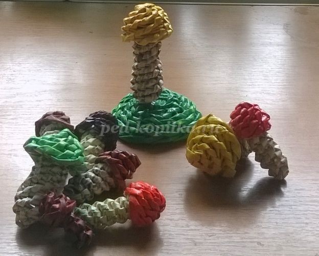 Грибочки в технике спирального плетения: часть 4