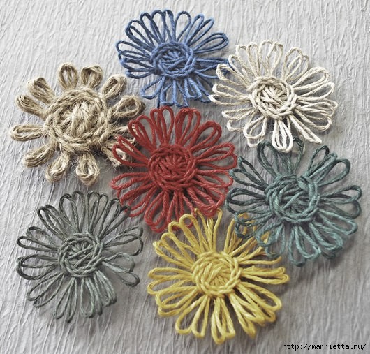 Цветы из шпагата: мастер-класс