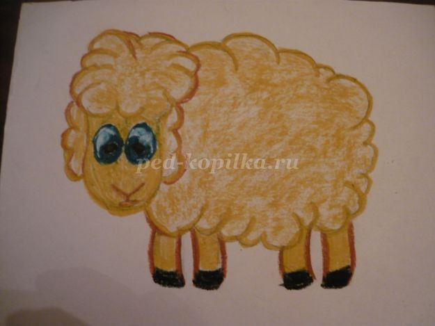 Аппликация "Овечка" из природного материала: часть 1
