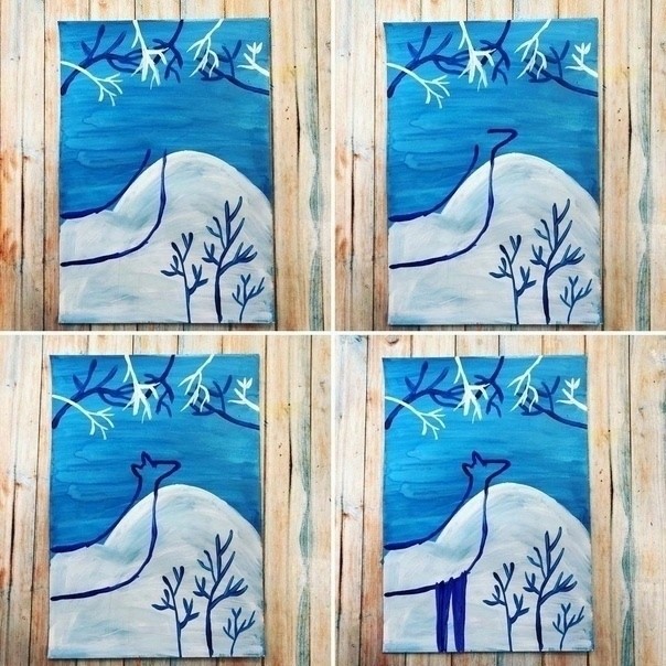 Олень в зимнем лесу