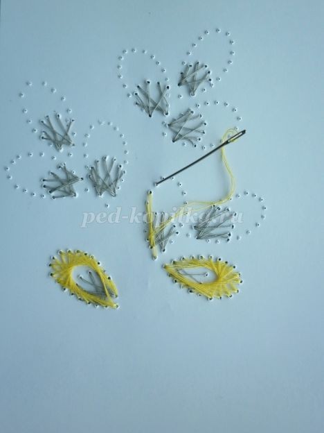 ​Открытка "Веточка вербы" в технике изонить: часть 2