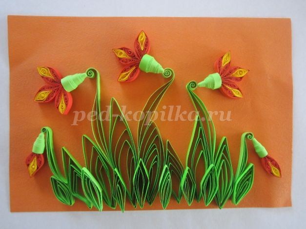 Картина в технике квиллинг в подарок маме: часть 3