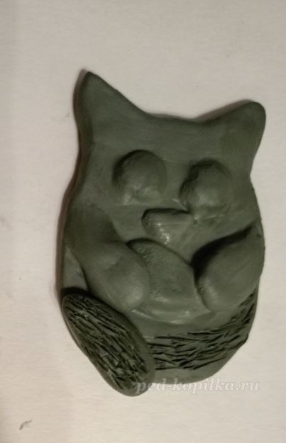 ​Кот из скульптурной глины детскими руками: часть 3