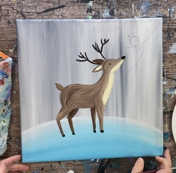 Олень и птичка