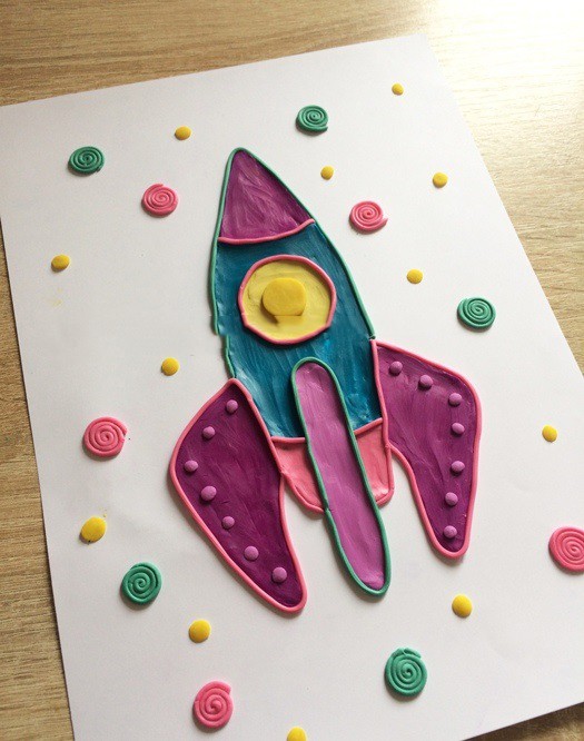 Ракета, нарисованная пластилином Ракета, нарисованная пластилином