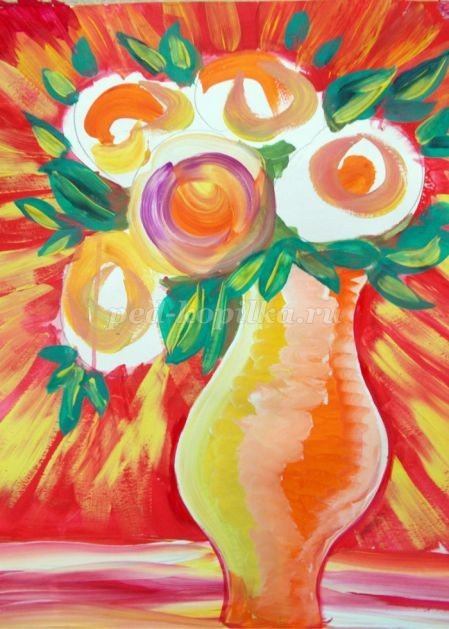 ​Букет для мамы гуашью: часть 2