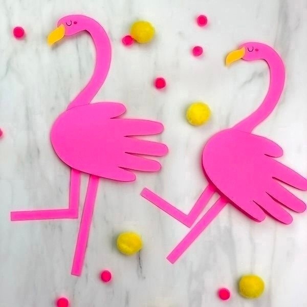 Открытка детскими руками "Фламинго" Открытка детскими руками "Фламинго"