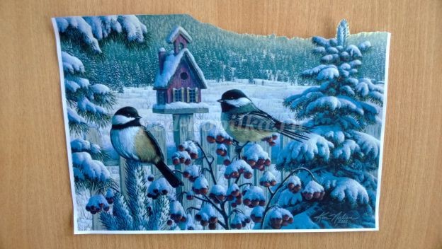 Картина в технике объёмный декупаж на тему: зима Картина в технике объёмный декупаж на тему: зима