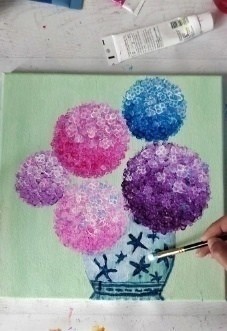 Мастер-класс по рисованию нетрадиционными способами: гортензия