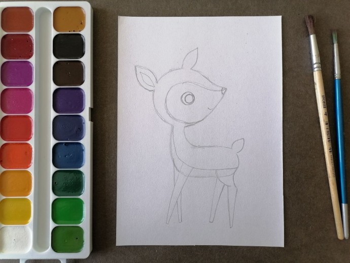 Олененок и цветы Олененок и цветы