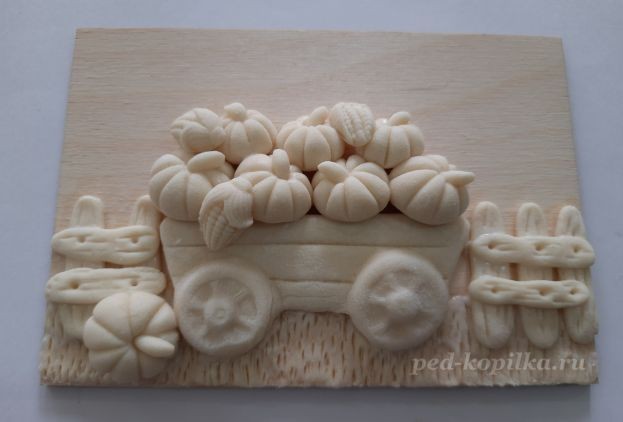 ​Осеннее панно с тыквами из солёного теста: часть 2