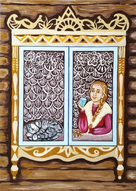 Рисуем окно русской избы: часть 2