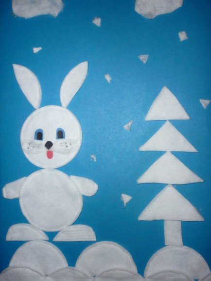 Идеи зимних поделок из ватных дисков