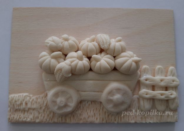 ​Осеннее панно с тыквами из солёного теста: часть 2