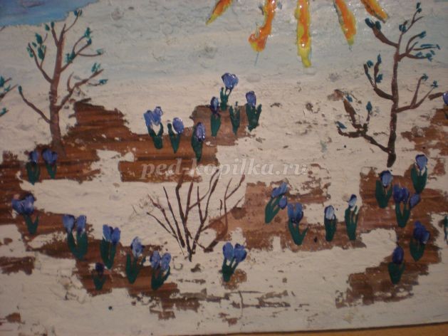 ​Ранняя весна в технике "Граттаж"