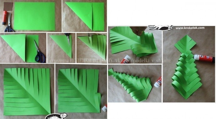 ​Ёлочка из цветной бумаги