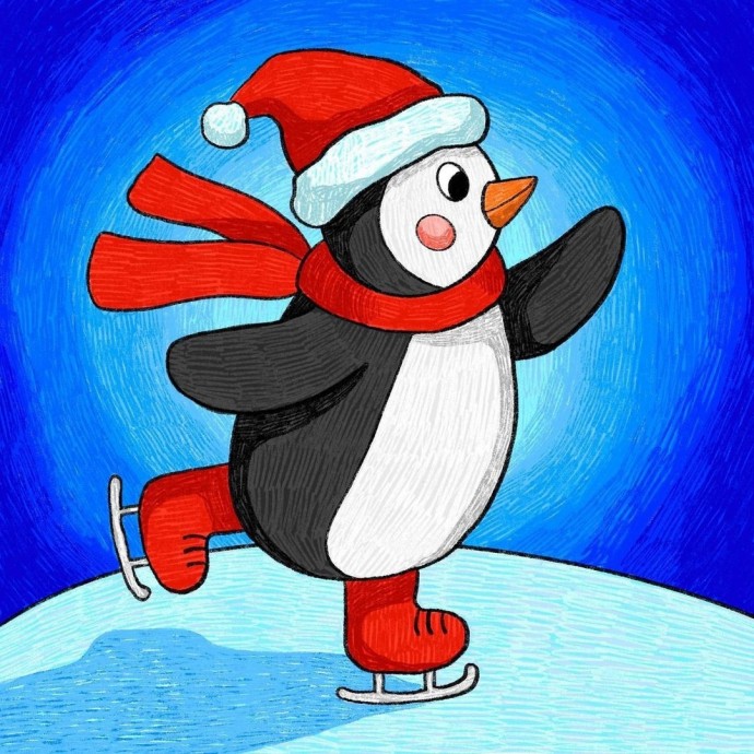 Рисуем пингвина на коньках