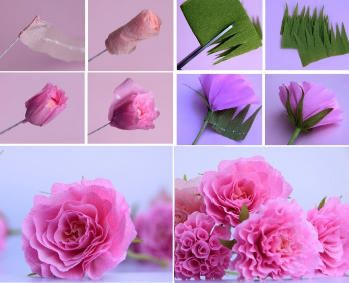 Как сделать цветы из гофробумаги: розы
