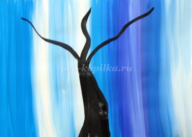 ​Цветущее дерево гуашью: часть 1