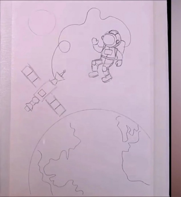 Рисуем космонавта в космосе