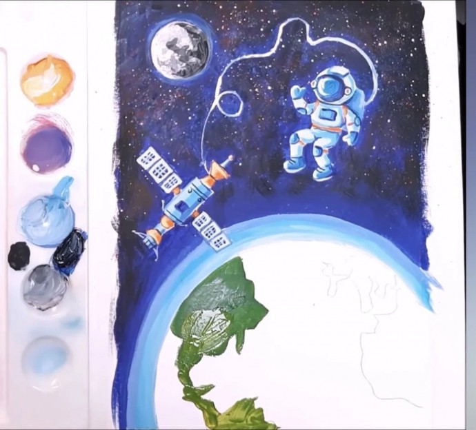 Рисуем космонавта в космосе