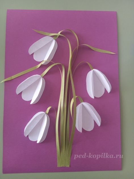 Объёмная аппликация "Подснежники" Объёмная аппликация "Подснежники"