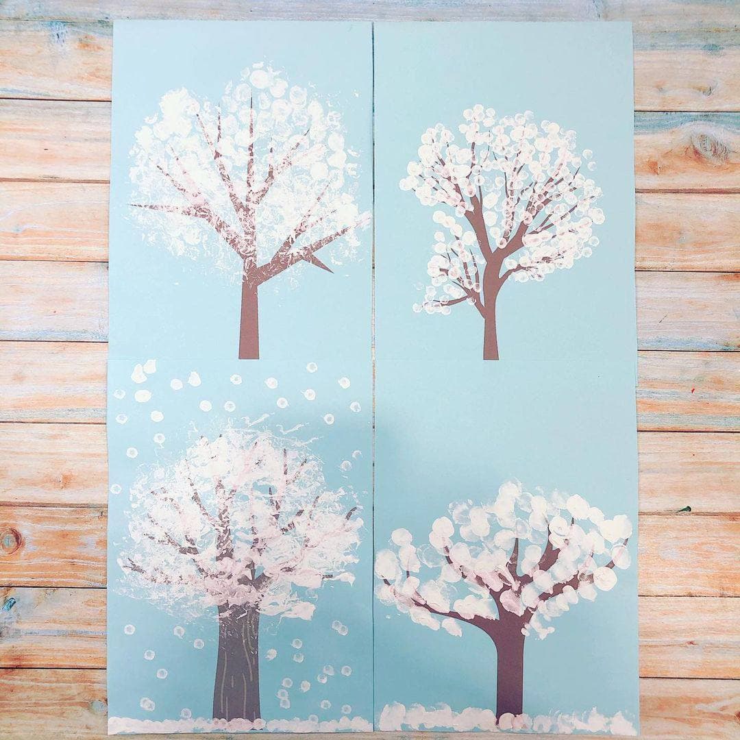 Рисуем с детьми зимние деревья