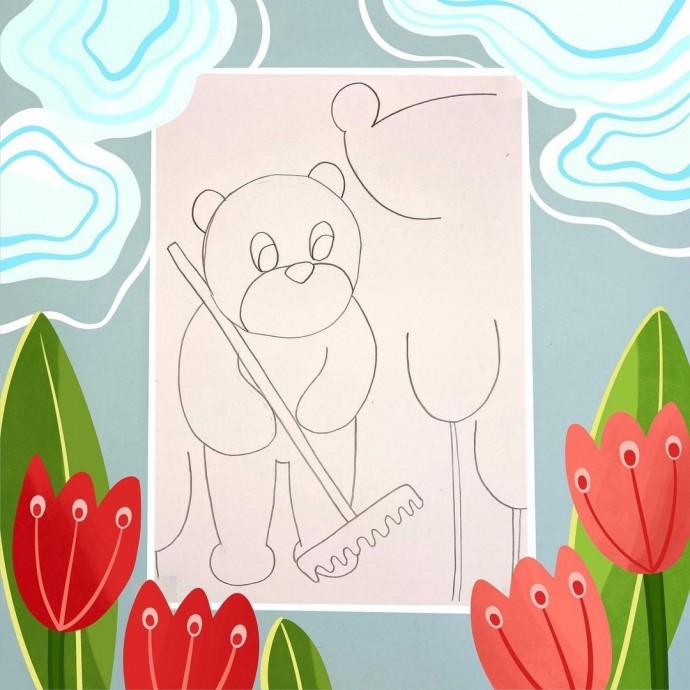 Мишка на грядке