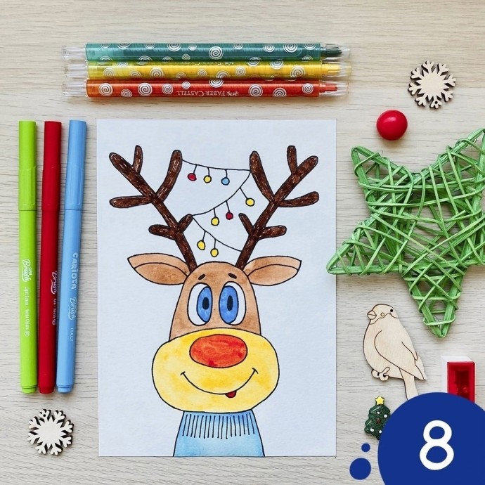 Олень с гирляндой на рогах