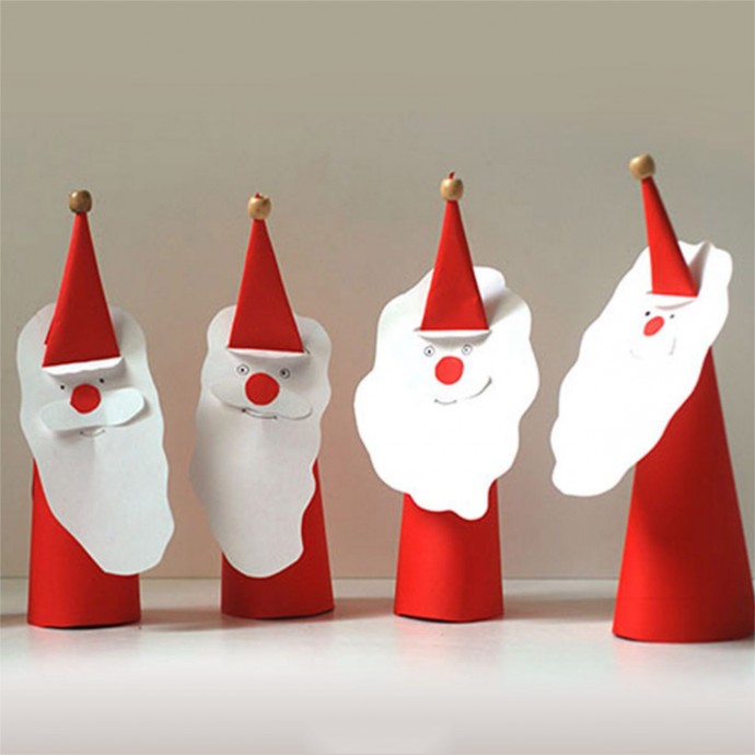 ​Объёмный Дед Мороз из плотной бумаги