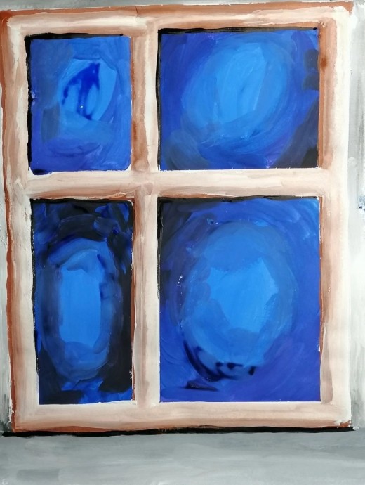 Рисуем котика у окна Рисуем котика у окна