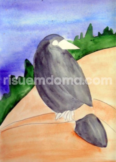 Рисуем с детьми ворону Рисуем с детьми ворону