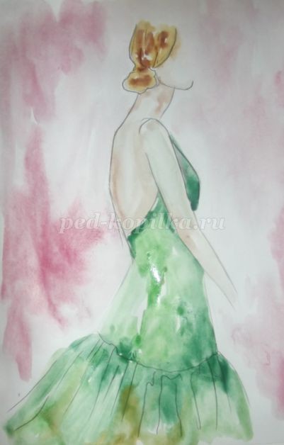 Акварельная зарисовка с пайетками