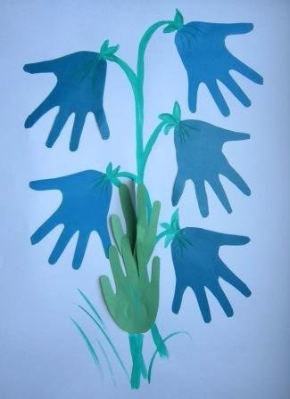 Цветочные аппликации из ладошек Цветочные аппликации из ладошек