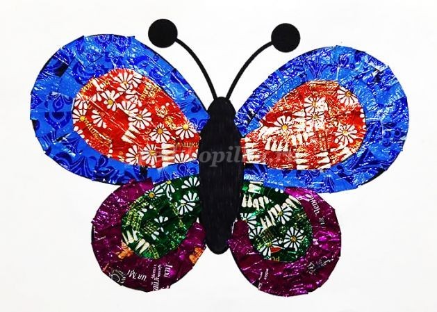 Обрывная аппликация из бумаги "Бабочка"