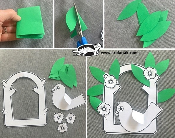 Объёмная аппликация "Весенние деревья" Объёмная аппликация "Весенние деревья"