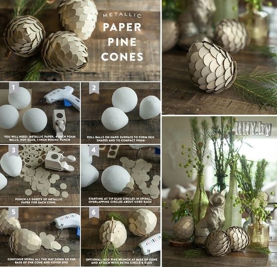 Крупные бумажные шишки