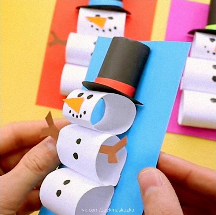 ​Объёмный снеговик из бумаги