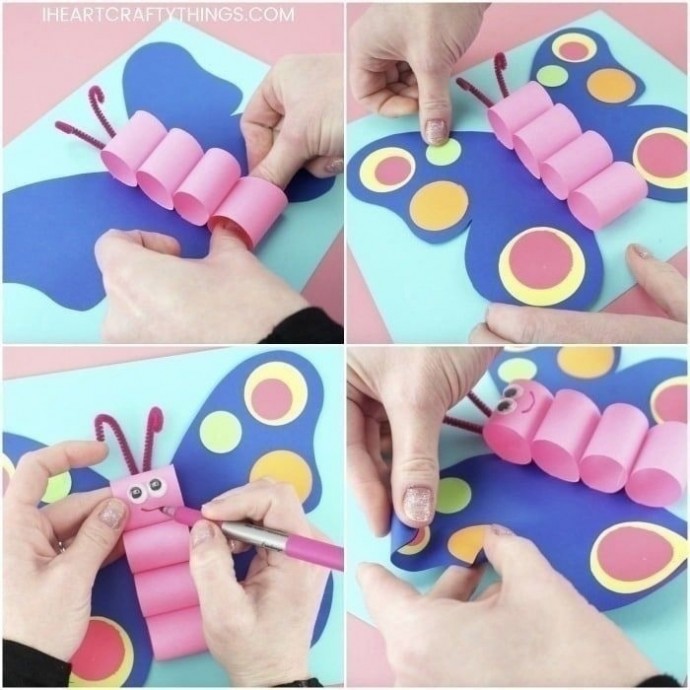 ​Бабочки из цветной бумаги