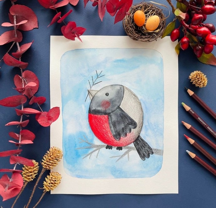 Рисуем снегиря