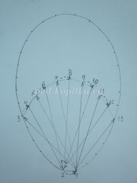 Открытка "Веточка вербы" в технике изонить: часть 1 Открытка "Веточка вербы" в технике изонить: часть 1